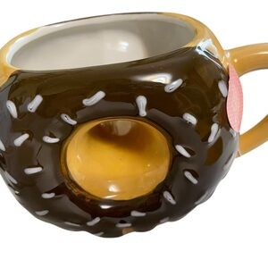 Sheffield Home Chocolate Donut Shaped with Sprinkles Coffee Mug Cup (New)